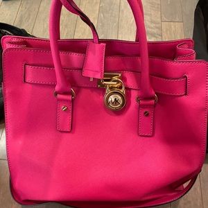 Michael Kors hot pink Hamilton tote